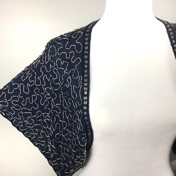 NANETTE LEPORE HAND BEADED MERINO WOOL SHRUG - Picture 5 of 11